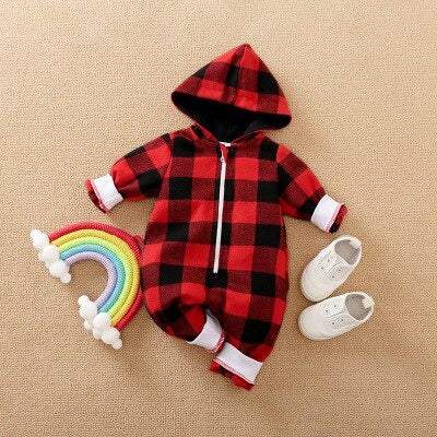 Macacão Xadrez Bebê Menino Flanela | 0-18 Meses