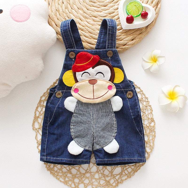 Macacão Jeans Jardineira Bebê Menino/Menina Bichinhos| 6 Meses-3 Anos