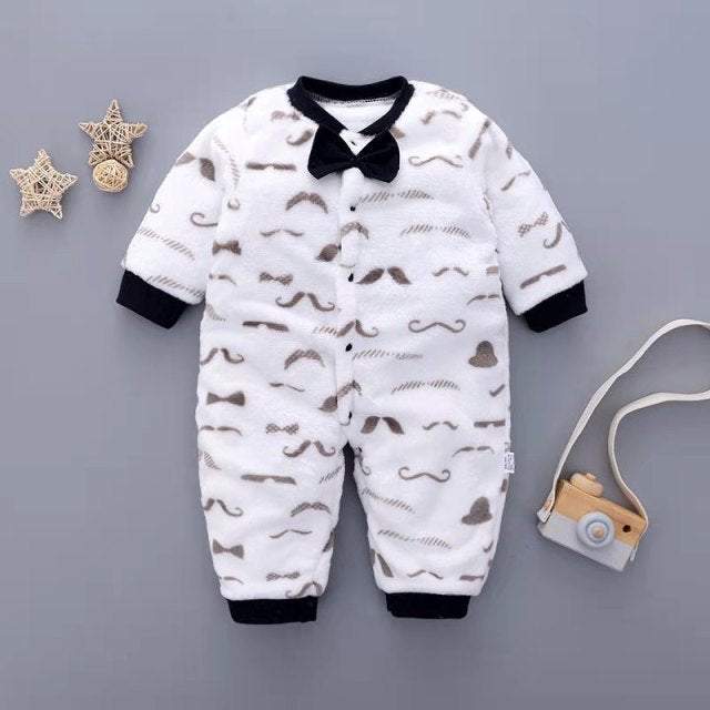 Macacão Estampado de Pelúcia p/Bebê Menina Menino | 0-18 Meses