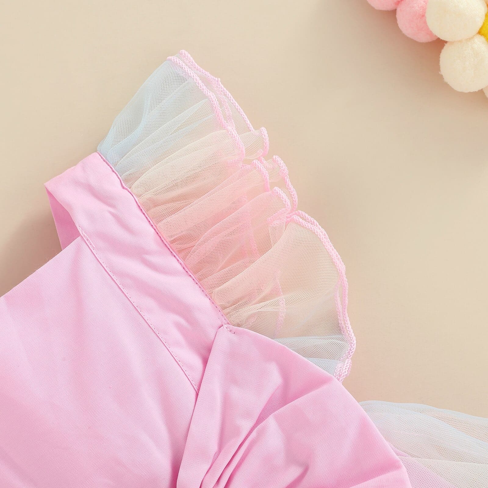 Vestido de Chiffon Arco-íris Laço na Costas Bebê Menina