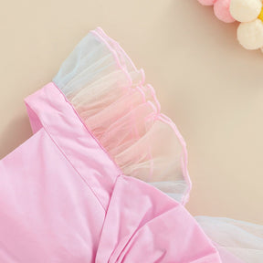 Vestido de Chiffon Arco-íris Laço na Costas Bebê Menina