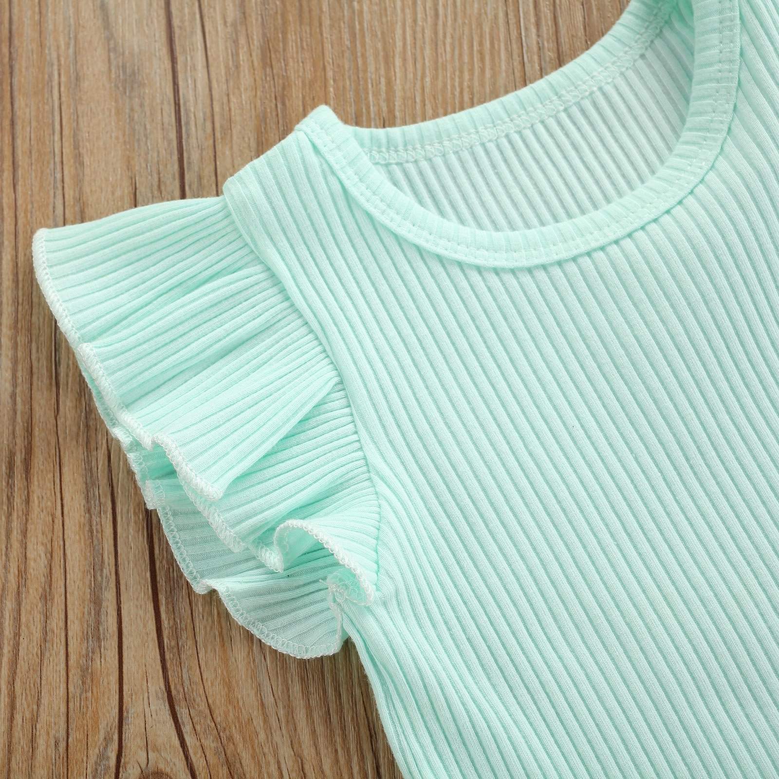 Conjunto Bebê Menina Verão Blusa de Manga Curta + Macaquinho + Laço | 0-18 Meses