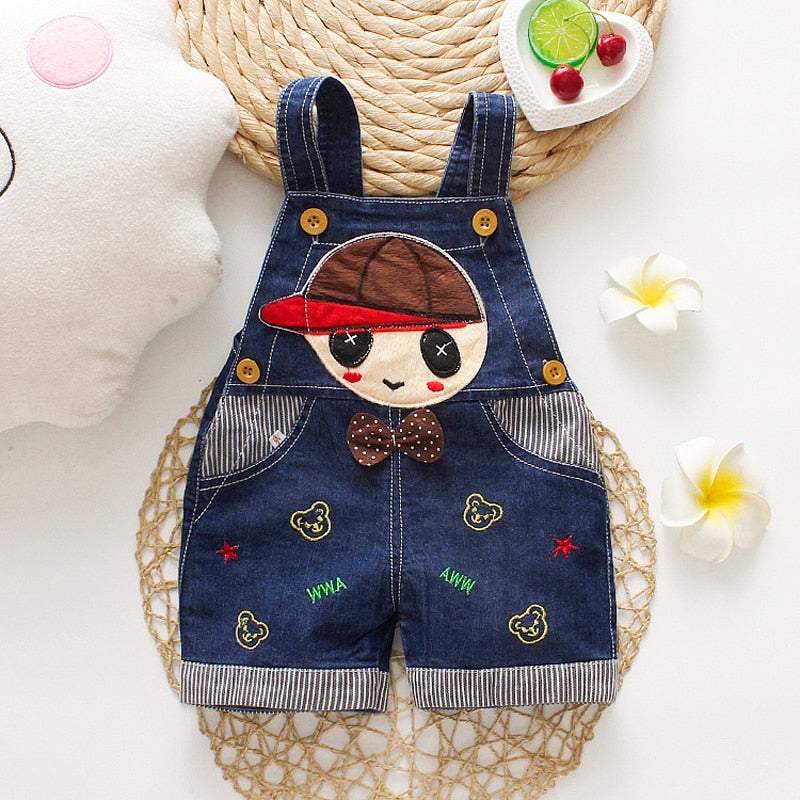 Macacão Jeans Jardineira Bebê Menino/Menina Bichinhos| 6 Meses-3 Anos