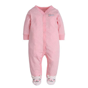 Macacões Estampados com Pé Algodão Bebê Menina