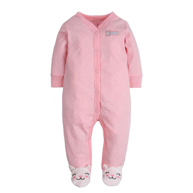 Macacões Estampados com Pé Algodão Bebê Menina