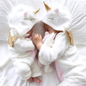 Macacão Bebe Menina Unicórnio Plush com Asinhas Capuz | 0-18 Meses