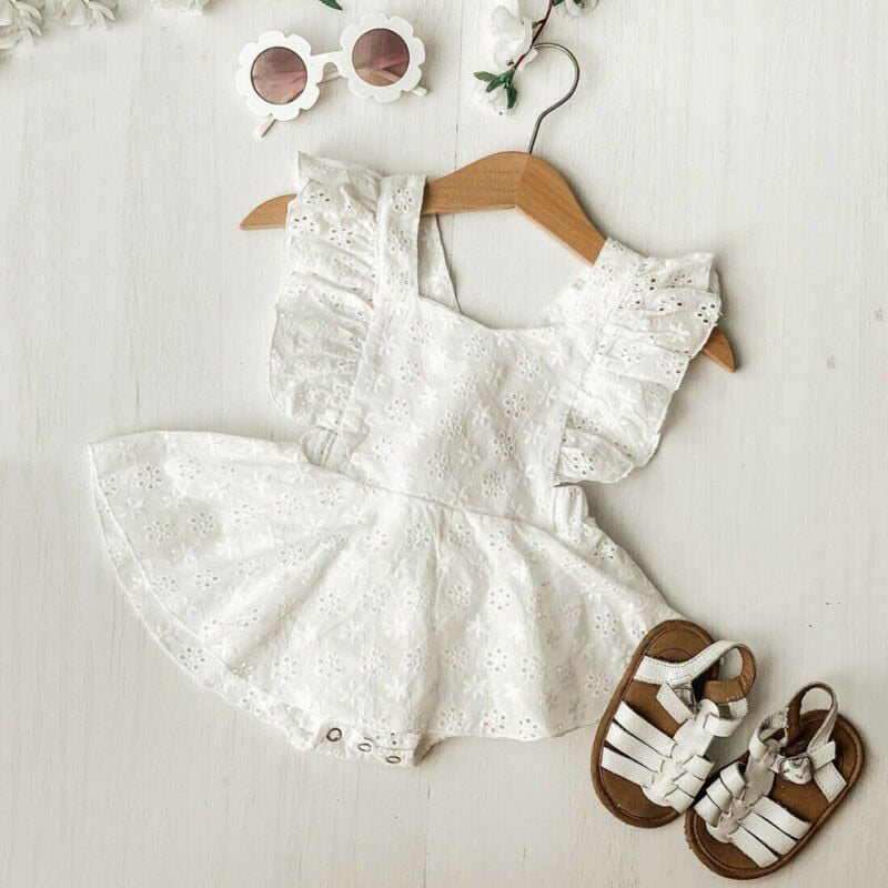 Macaquinho-Vestido de Renda Lese + Laço Bebê Menina | 6-24 Meses