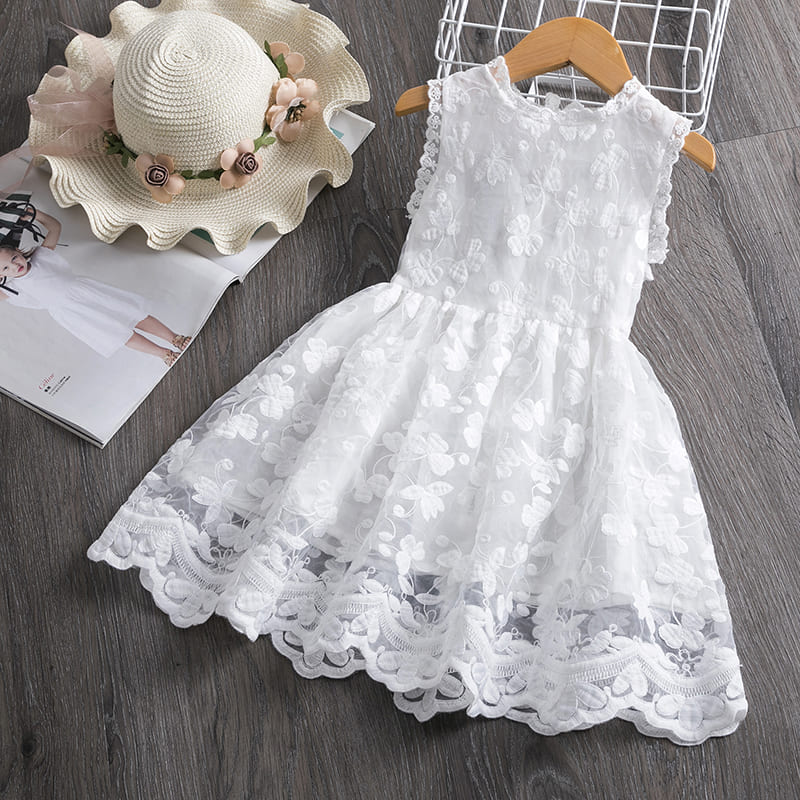 Vestido de Renda Regata Batizado Menina | 2-7 Anos