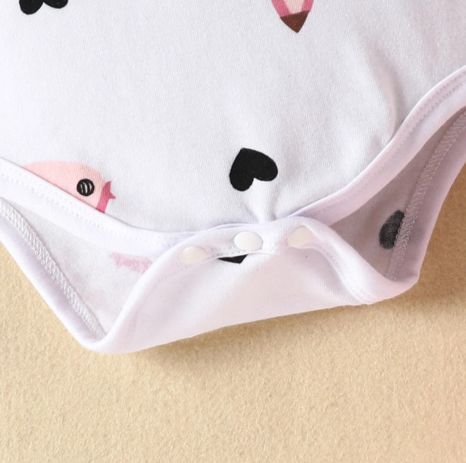 Conjunto Bebê Menina Raposinha Manga+ Longa Vestido+ Laço
