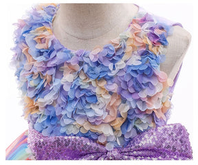 Vestido de Festa Menina Unicórnio Arco-íris + Asinhas + Tiara