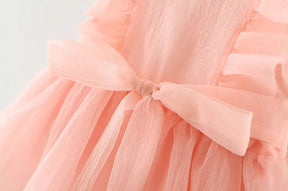 Vestido de Festa Menina Laço Babado Tule