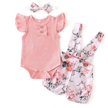 Conjunto Floral Bebê Menina Body + Jardineira + Laço | 0-18 Meses
