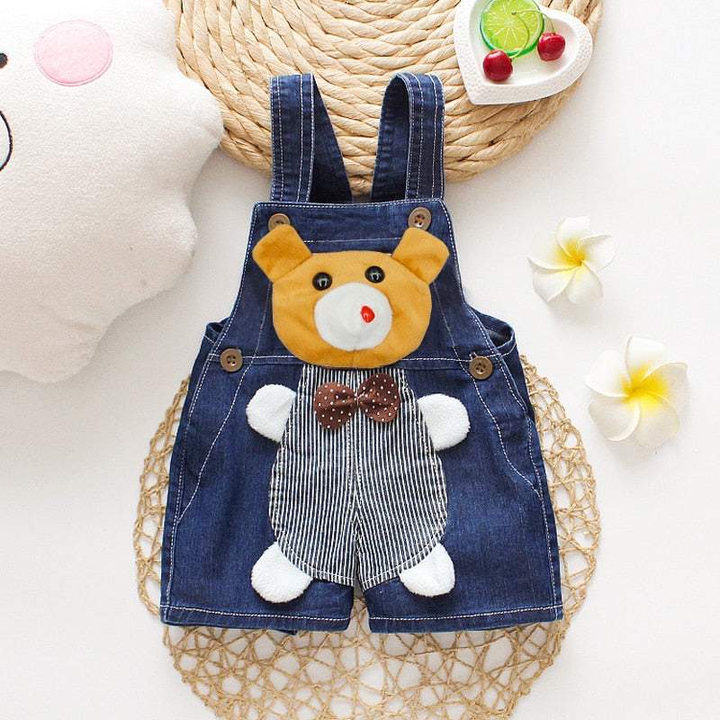 Macacão Jeans Jardineira Bebê Menino/Menina Bichinhos| 6 Meses-3 Anos