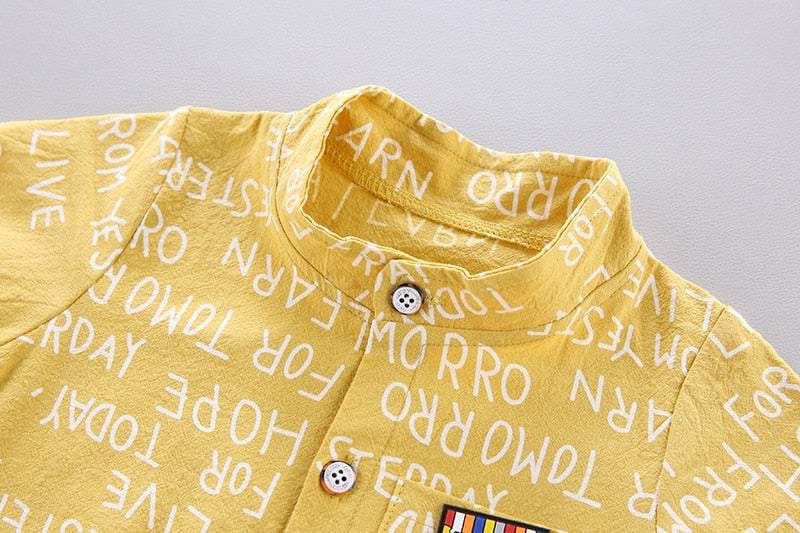 Conjunto de Verão Bebê Menino Camisa Manga Curta + Short | 9 Meses -4 Anos