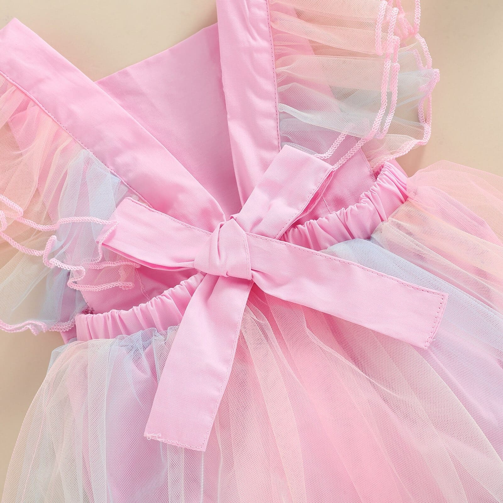 Vestido de Chiffon Arco-íris Laço na Costas Bebê Menina