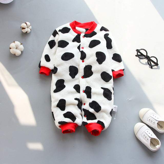 Macacão Estampado de Pelúcia p/Bebê Menina Menino | 0-18 Meses