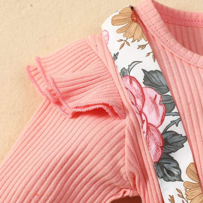 Conjunto Floral Manga Longa Babados Bebê Menina