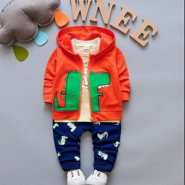 Conjunto Moletom Dinossauros Bebê Menino 3 pcs