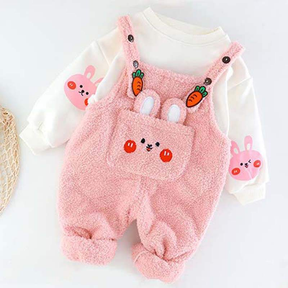 Conjunto Jardineira de Pelúcia c/Bolsinho Menina Menino | 6 Meses - 4 Anos