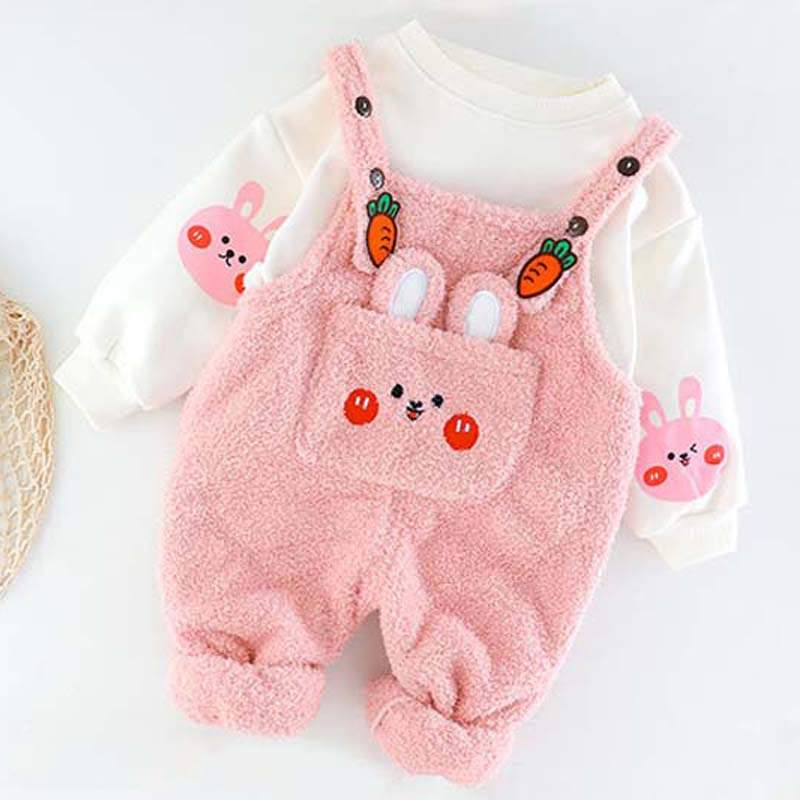 Conjunto Jardineira de Pelúcia c/Bolsinho Menina Menino | 6 Meses - 4 Anos