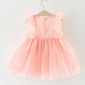 Vestido de Festa Menina Laço Babado Tule