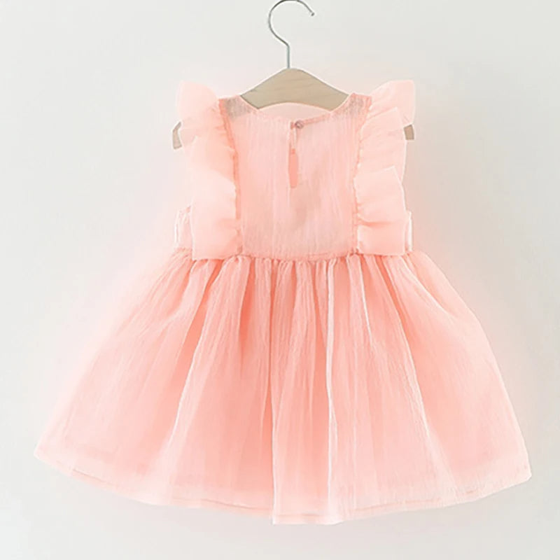 Vestido de Festa Menina Laço Babado Tule