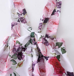 Conjunto Floral Bebê Menina Body + Jardineira + Laço | 0-18 Meses