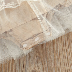 Vestido de Renda Bebê Princesa Babados Lacinhos no Ombro
