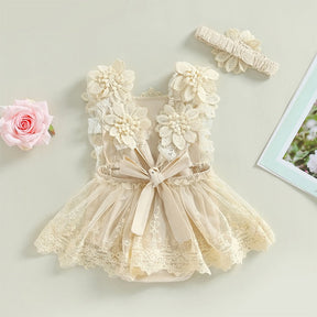 Vestido-Macaquinho Bordado de Festa Menina | 3-18 Meses