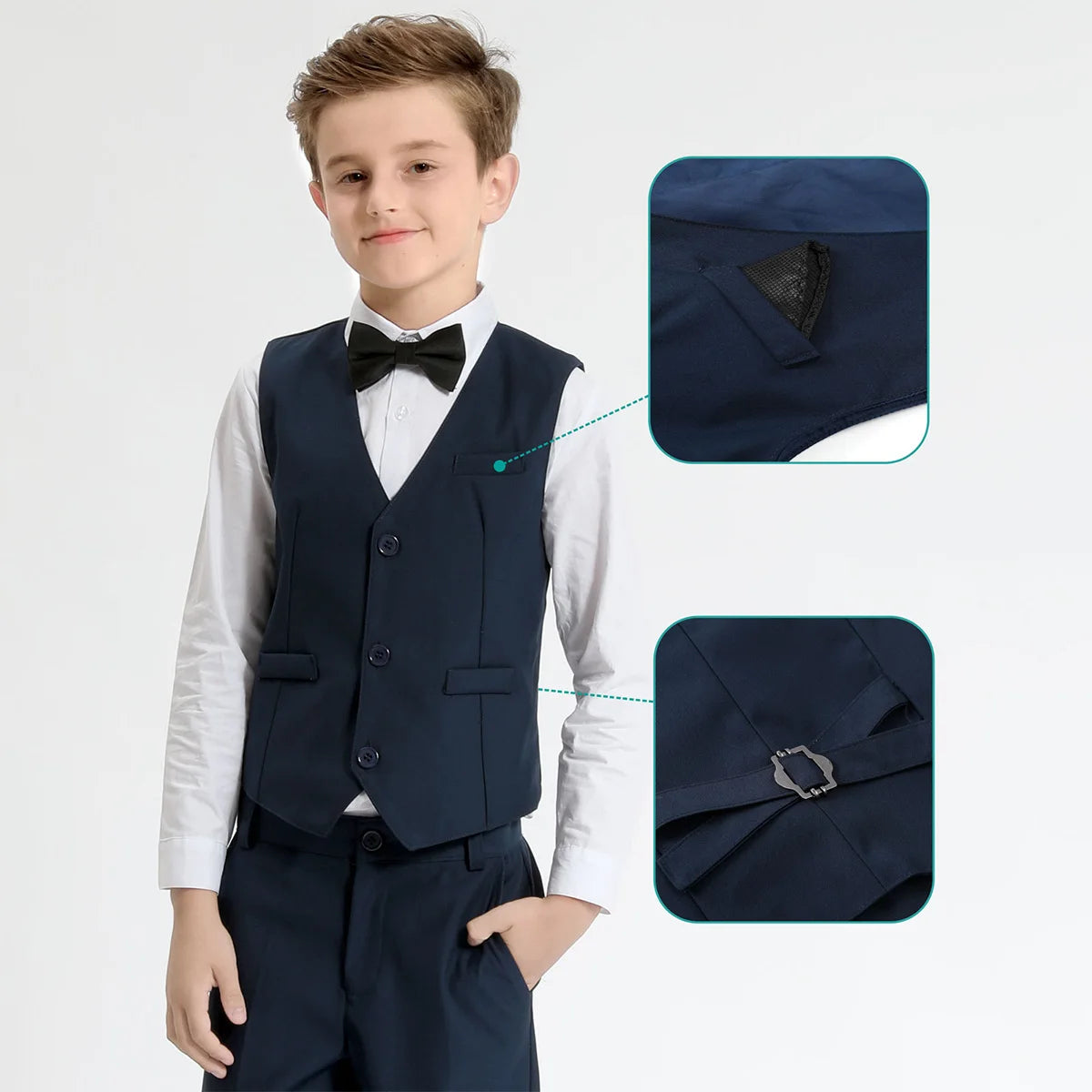 Terno de Casamento Menino Pajem Colete + Gravata + Borboleta | 6-14 Anos