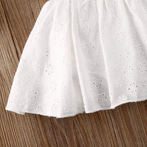 Macaquinho-Vestido de Renda Lese + Laço Bebê Menina | 6-24 Meses