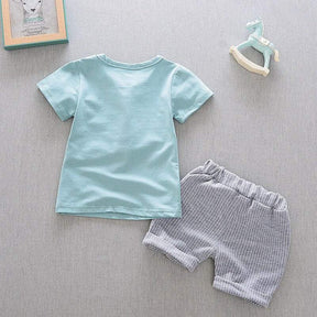 Conjunto Bebê Menino Camiseta Gravatinha + Short Listrado | 9 Meses- 3 Anos
