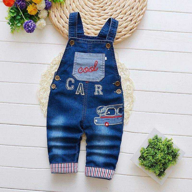 Macacão Jardineira Jeans c/ Detalhes Bebê Menina | 1-4 Anos