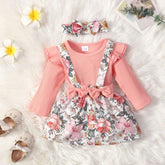 Conjunto Floral Manga Longa Babados Bebê Menina