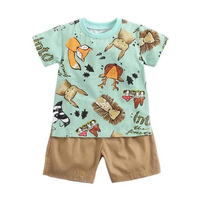 Conjunto Camiseta + Short Bebê Menino Cartoon
