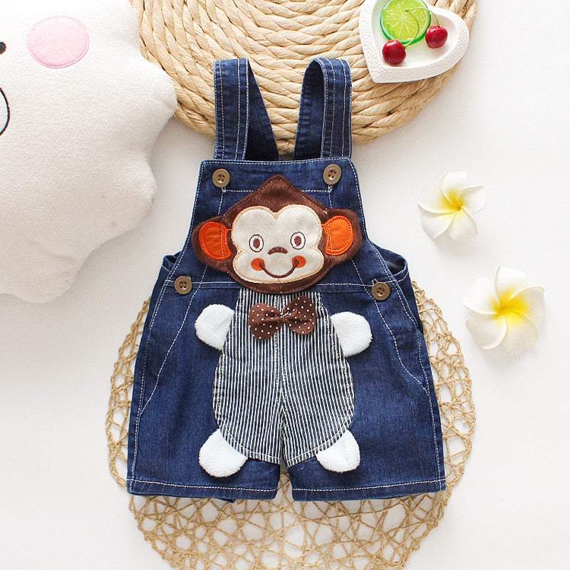 Macacão Jeans Jardineira Bebê Menino/Menina Bichinhos| 6 Meses-3 Anos