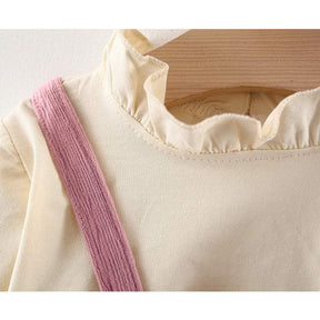Conjunto Blusa de Manga +Vestido Veludo Ursinho Bebê Menina | 0-24 Meses
