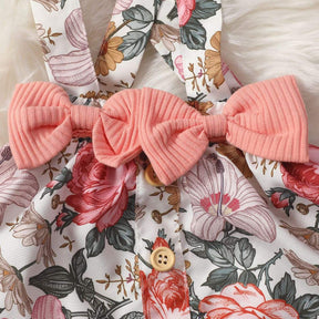 Conjunto Floral Manga Longa Babados Bebê Menina