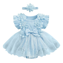 Vestido-Macaquinho de Festa Bordados Florais c/ Tiara | 0-18M