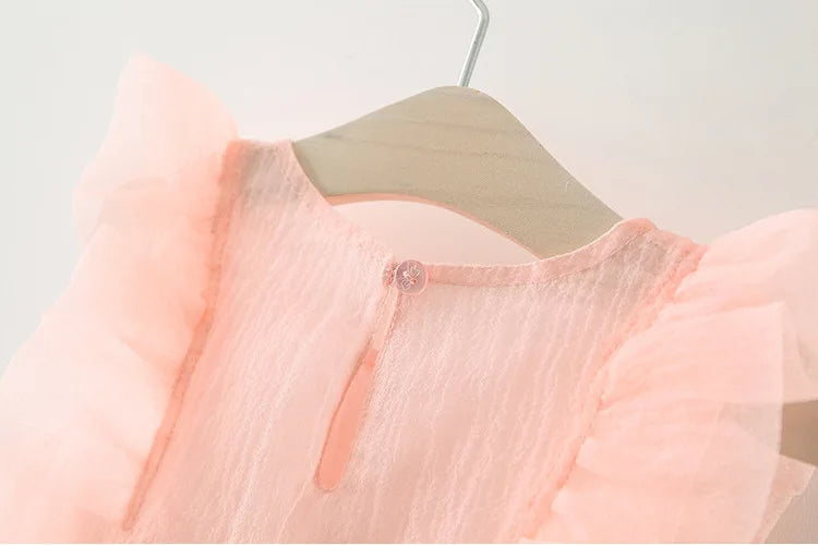 Vestido de Festa Menina Laço Babado Tule
