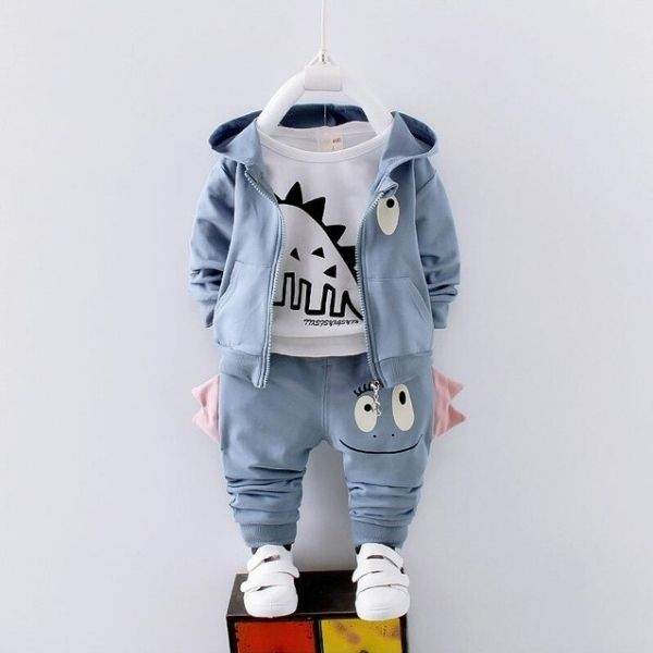 Conjunto Moletom Dinossauros Bebê Menino 3 pcs