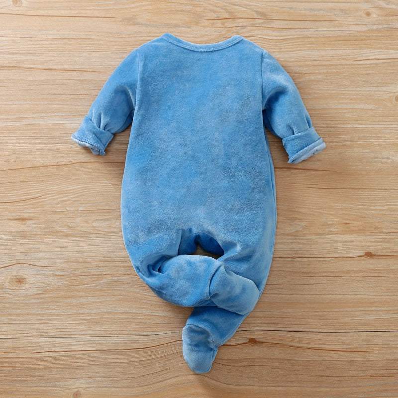 Macacão Dino Azul de Plush Bebê Menino | 0-12 Meses