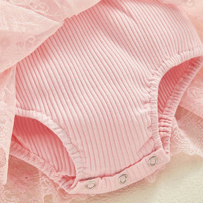 Vestido-Macaquinho de Festa Bordados Florais c/ Tiara | 0-18M