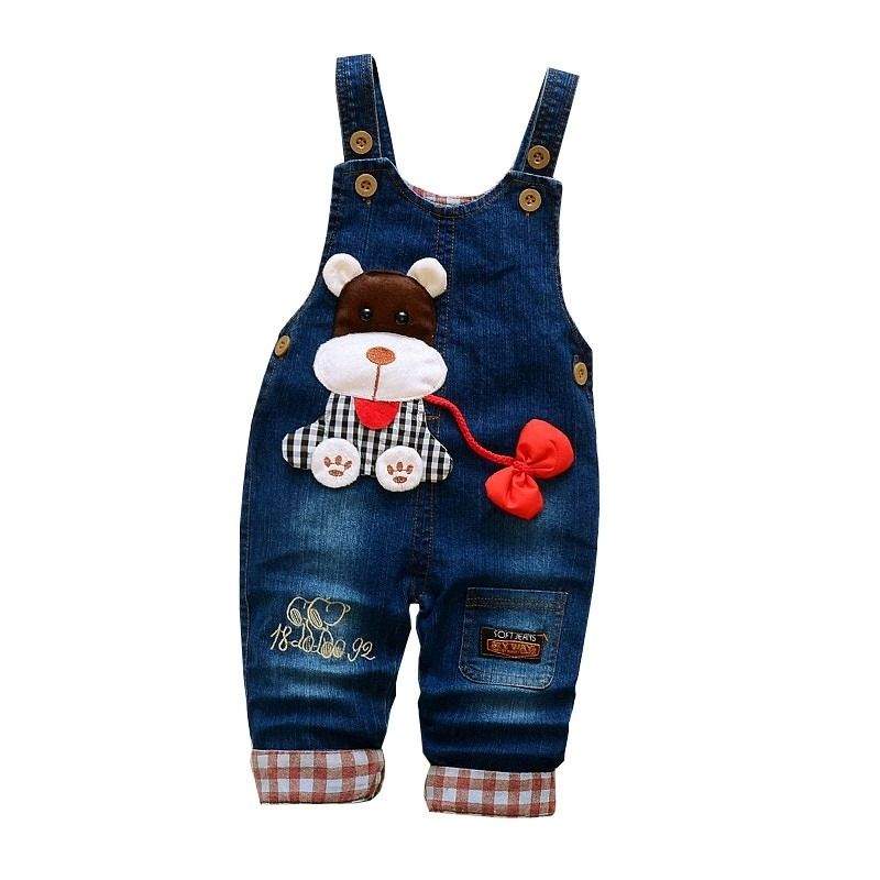 Macacão Jardineira Jeans c/ Detalhes Bebê Menina | 1-4 Anos