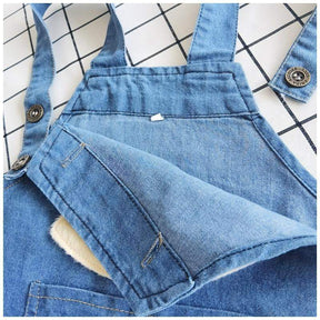 Macacão Jeans Claro Jardineira Bebê Menina/Menino Bichinhos | 6 Meses-3 Anos