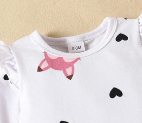 Conjunto Bebê Menina Raposinha Manga+ Longa Vestido+ Laço
