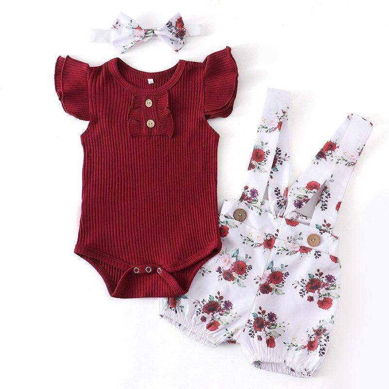 Conjunto Floral Bebê Menina Body + Jardineira + Laço | 0-18 Meses