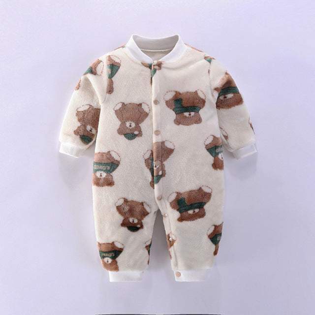 Macacão Estampado de Pelúcia p/Bebê Menina Menino | 0-18 Meses