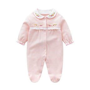 Macacões Estampados com Pé Algodão Bebê Menina