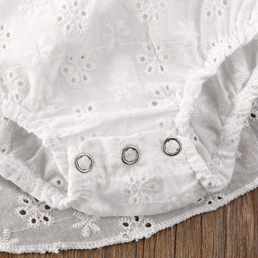 Macaquinho-Vestido de Renda Lese + Laço Bebê Menina | 6-24 Meses